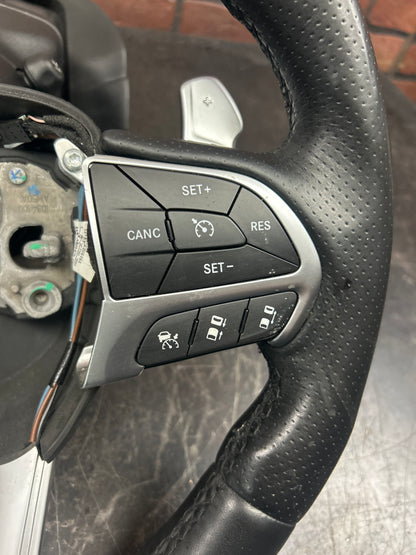 2014-18 Jeep Grand Cherokee SRT Steering Wheel & Column Bezel OEM Black Leather