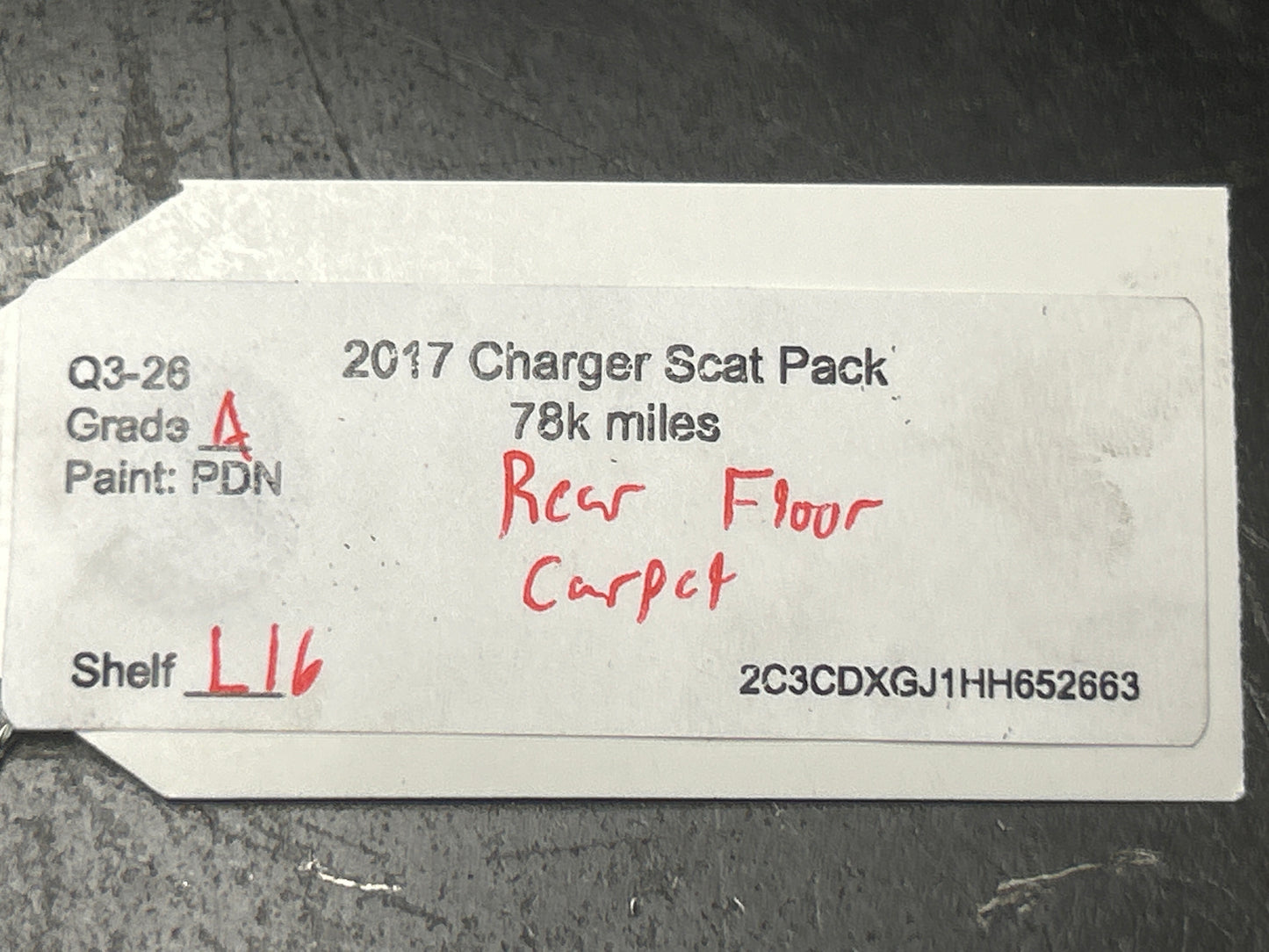 2015-2023 Dodge Charger Scat Pack SRT Rear Back Interior Black Floor Carpet OEM
