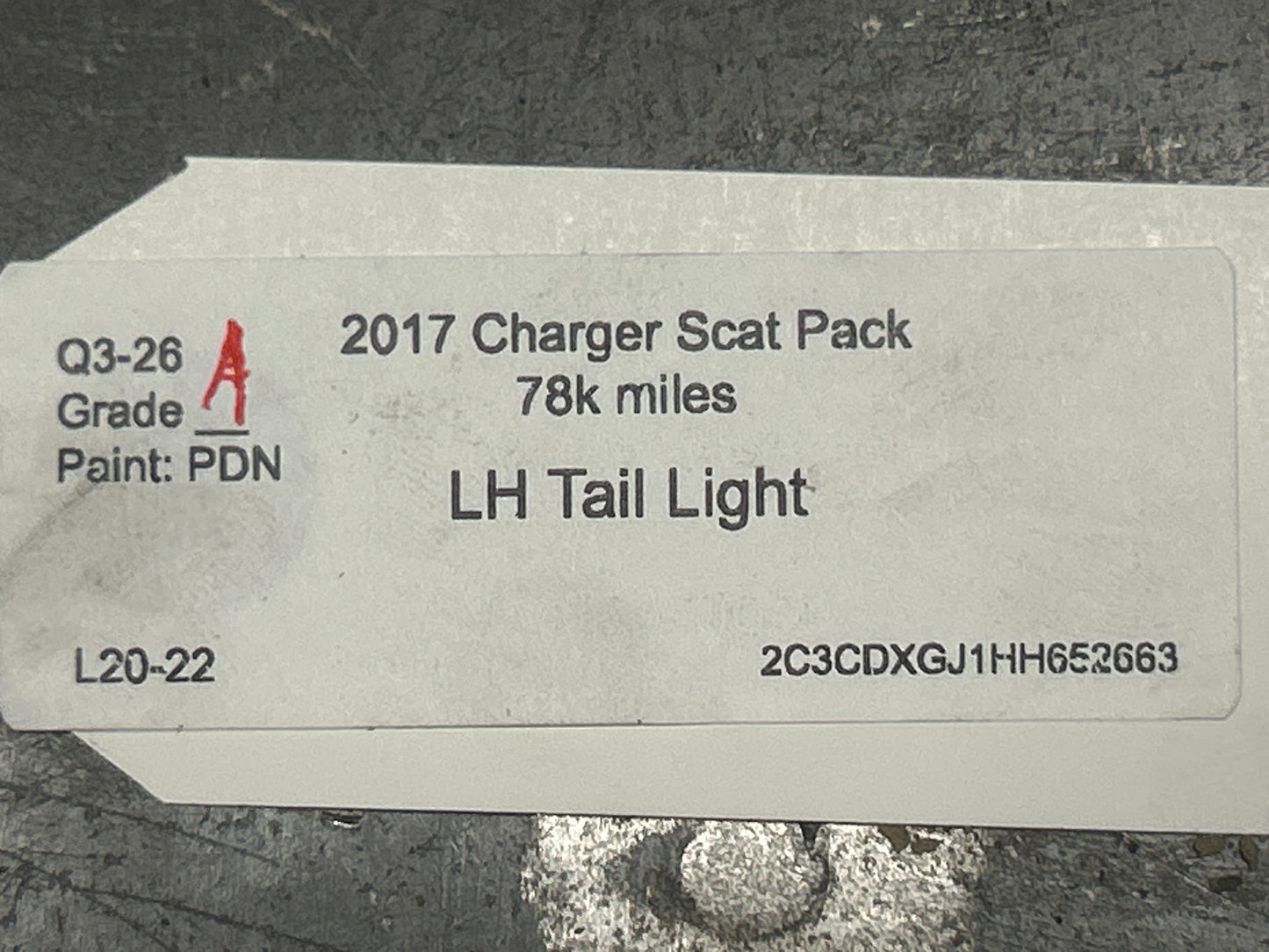 2015-2023 DODGE CHARGER SCAT PACK LEFT REAR OUTER LED BRAKE TAIL LIGHT LAMP OEM