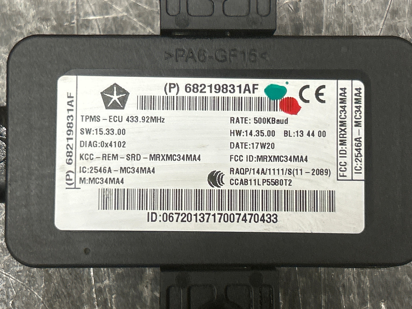 11-22 Dodge Charger Challenger 300 Tire Pressure Control Module 68219831AF OEM