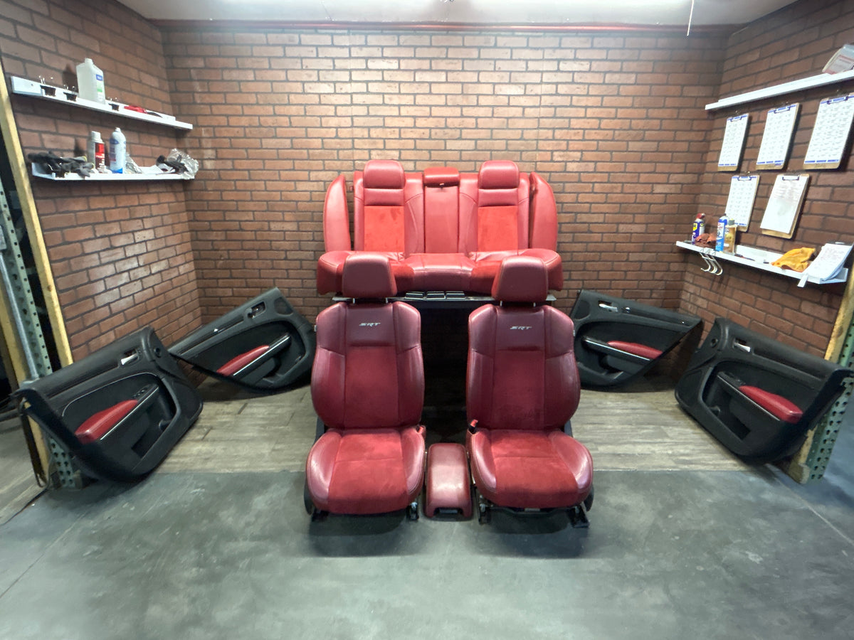 11-14 300 Charger SRT8 Red Leather Suede Seat Set Door Panels Complete Interior