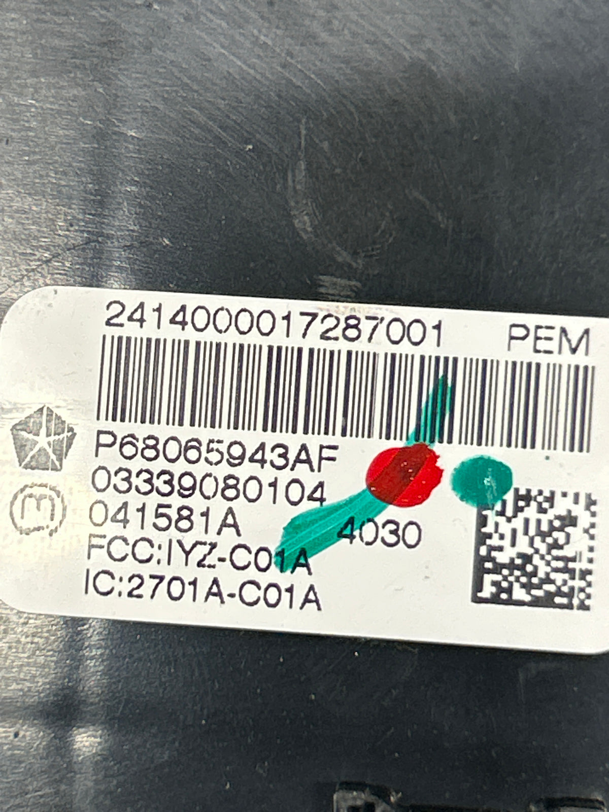 2011-2014 Dodge Challenger SRT Passive Entry Receiver Module OEM 68065943AF