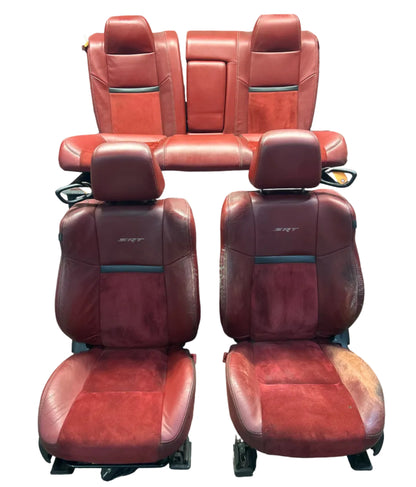 2009-2014 Dodge Challenger SRT8 Front and Rear Seat Set Red Leather Suede OEM