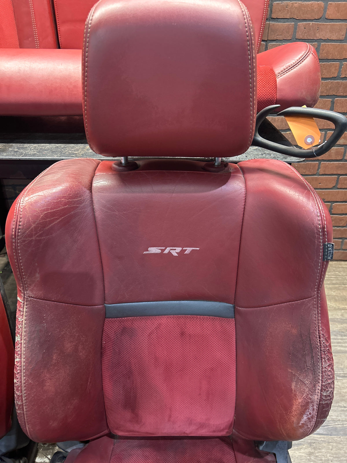 2009-2014 Dodge Challenger SRT8 Front and Rear Seat Set Red Leather Suede OEM