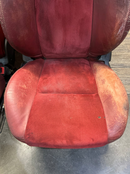 2009-2014 Dodge Challenger SRT8 Front and Rear Seat Set Red Leather Suede OEM