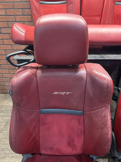 2009-2014 Dodge Challenger SRT8 Front and Rear Seat Set Red Leather Suede OEM