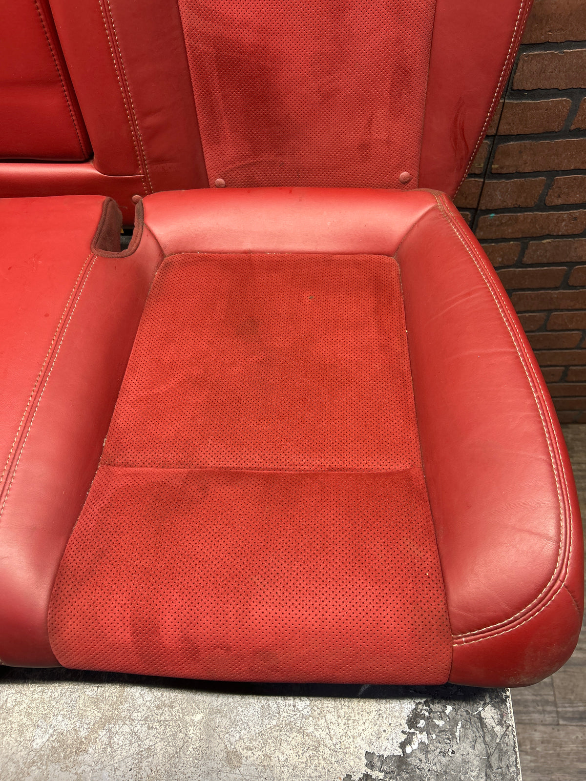 2009-2014 Dodge Challenger SRT8 Front and Rear Seat Set Red Leather Suede OEM