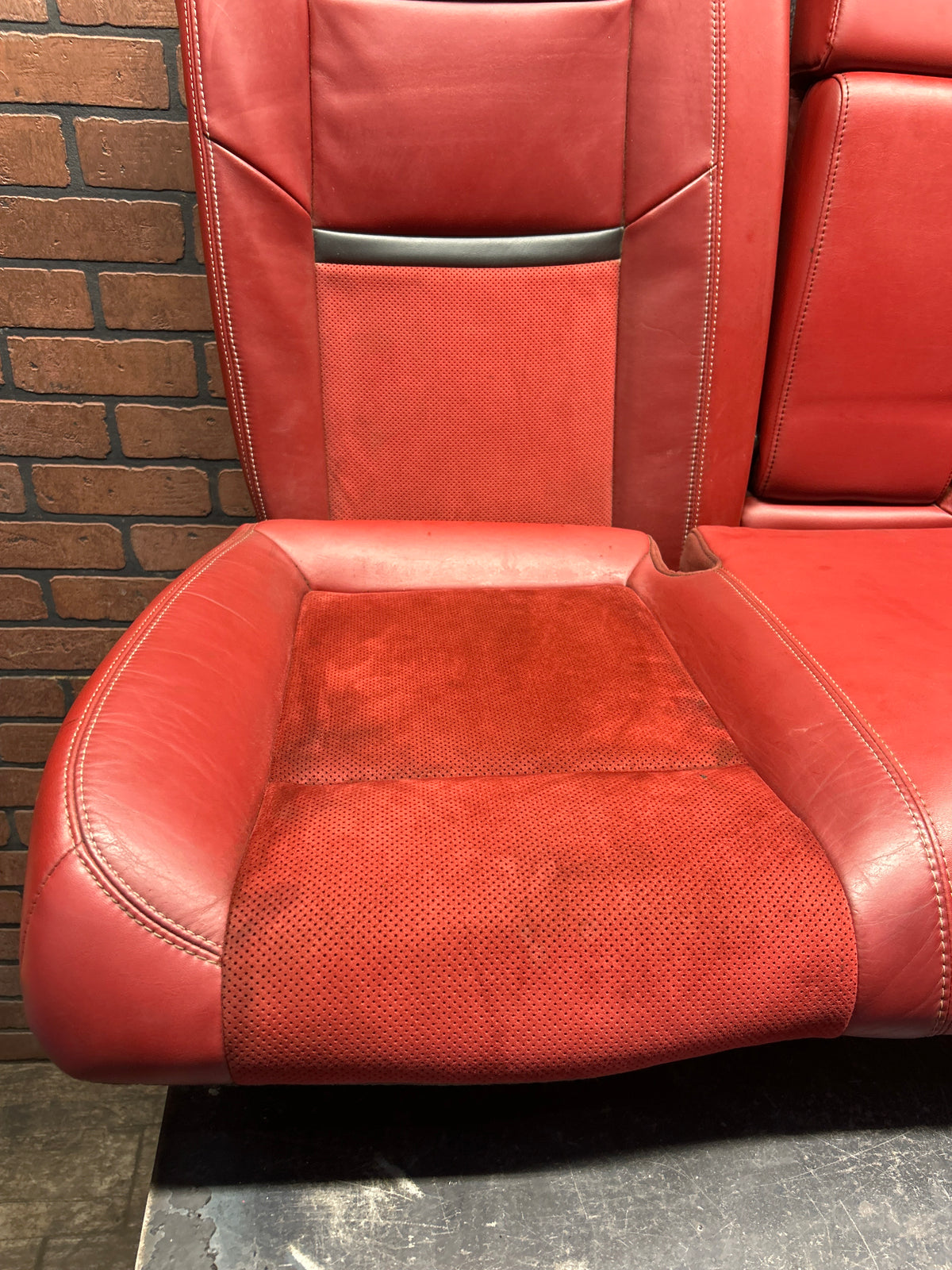 2009-2014 Dodge Challenger SRT8 Front and Rear Seat Set Red Leather Suede OEM