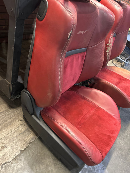 2009-2014 Dodge Challenger SRT8 Front and Rear Seat Set Red Leather Suede OEM