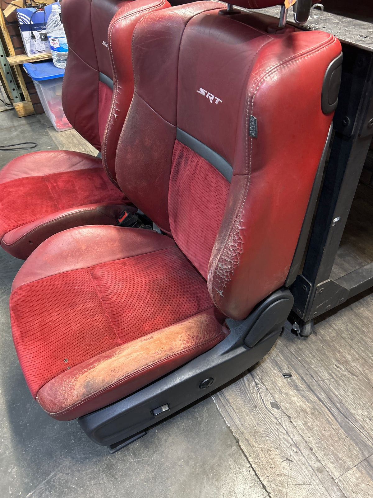 2009-2014 Dodge Challenger SRT8 Front and Rear Seat Set Red Leather Suede OEM