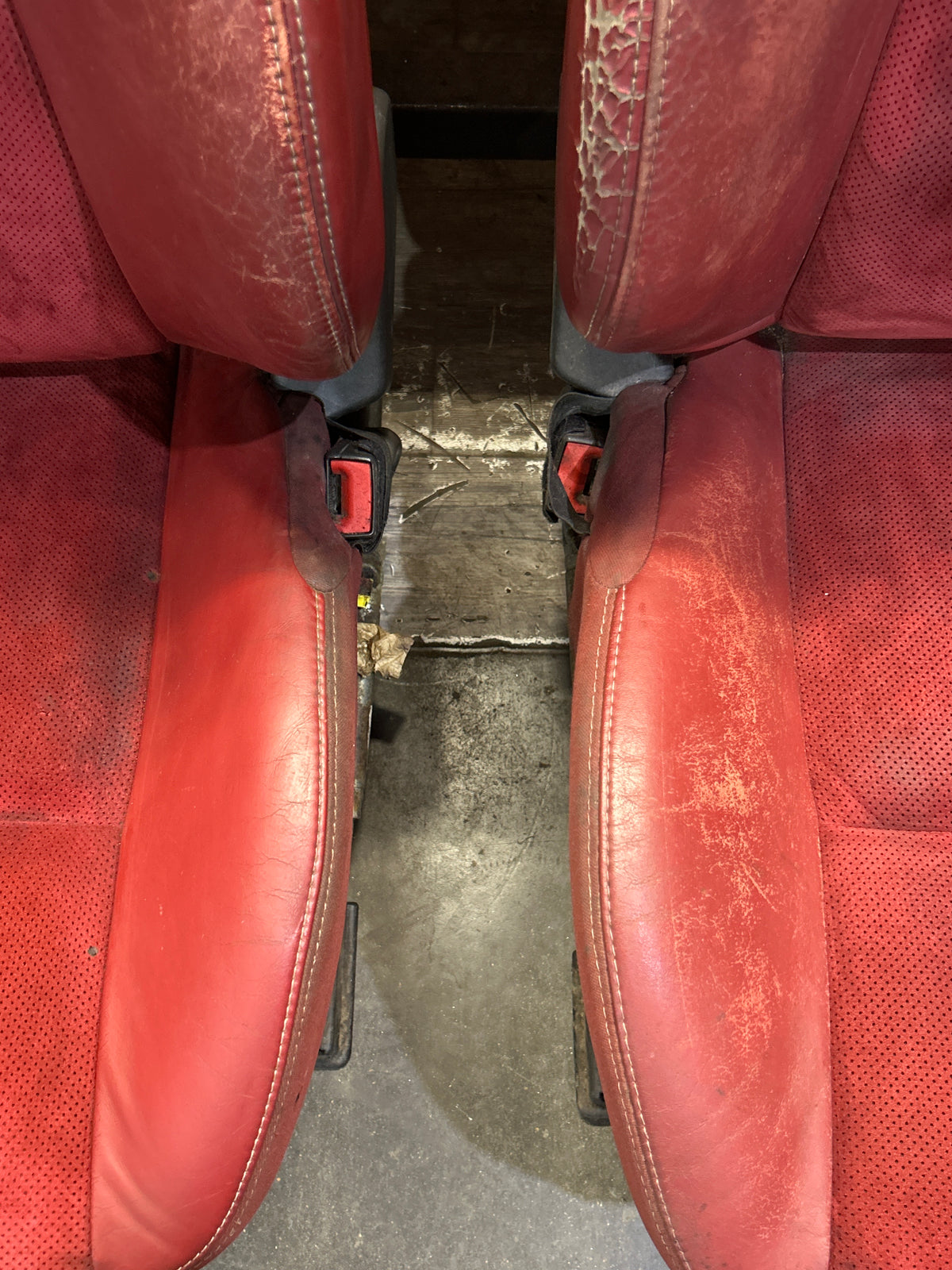 2009-2014 Dodge Challenger SRT8 Front and Rear Seat Set Red Leather Suede OEM