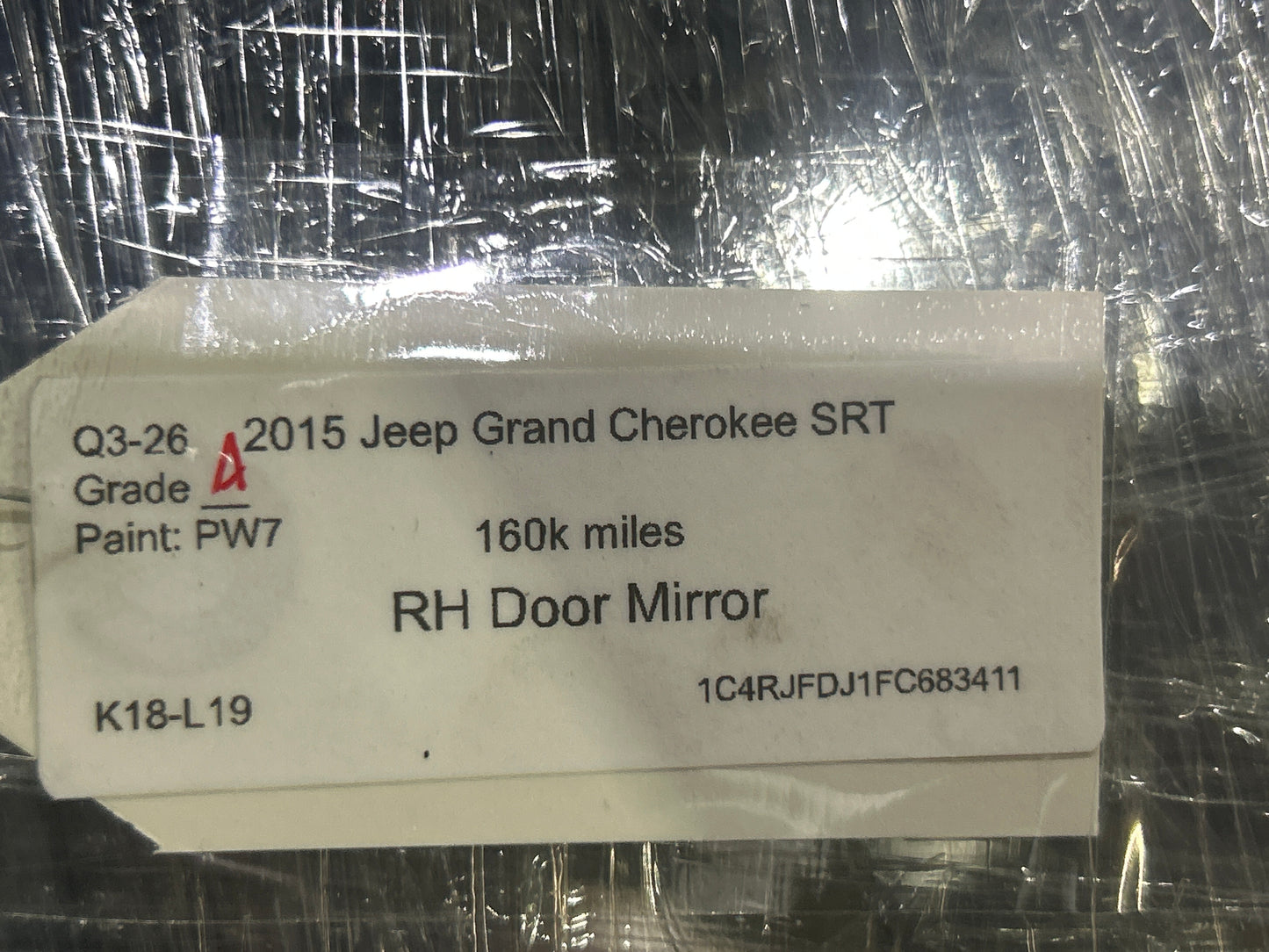 12-22 JEEP GRAND CHEROKEE SRT R/ PASSENGER HEATED BLIND SPOT VIEW MIRROR OEM