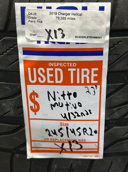 Nitto Motivo 245/45R20 Used Tire 4/32nds Tread DOT 3223 Single Tire