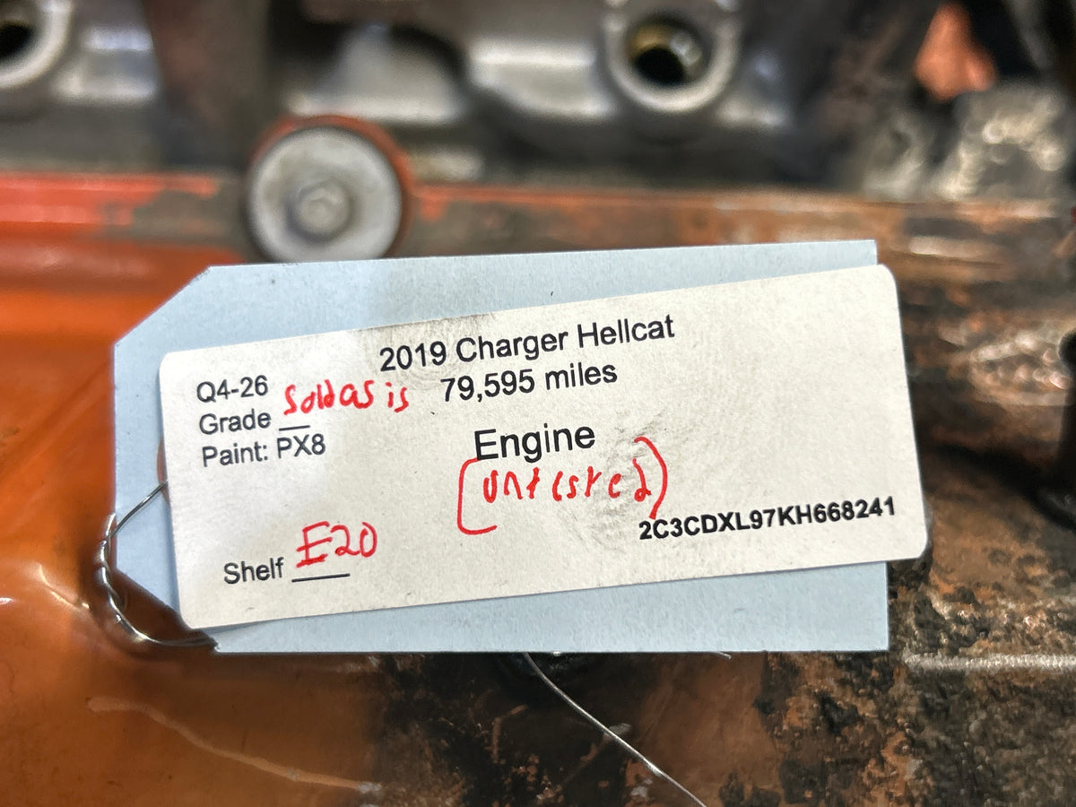 2019 Dodge Charger Hellcat 6.2L Supercharged Hemi Engine 79k Untested Sold As Is
