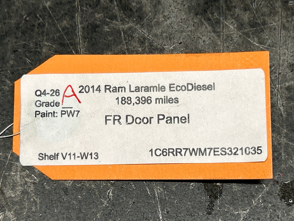 2013-2018 Ram 1500 Longhorn Front Passenger RH Door Panel W/ Switch P2308511