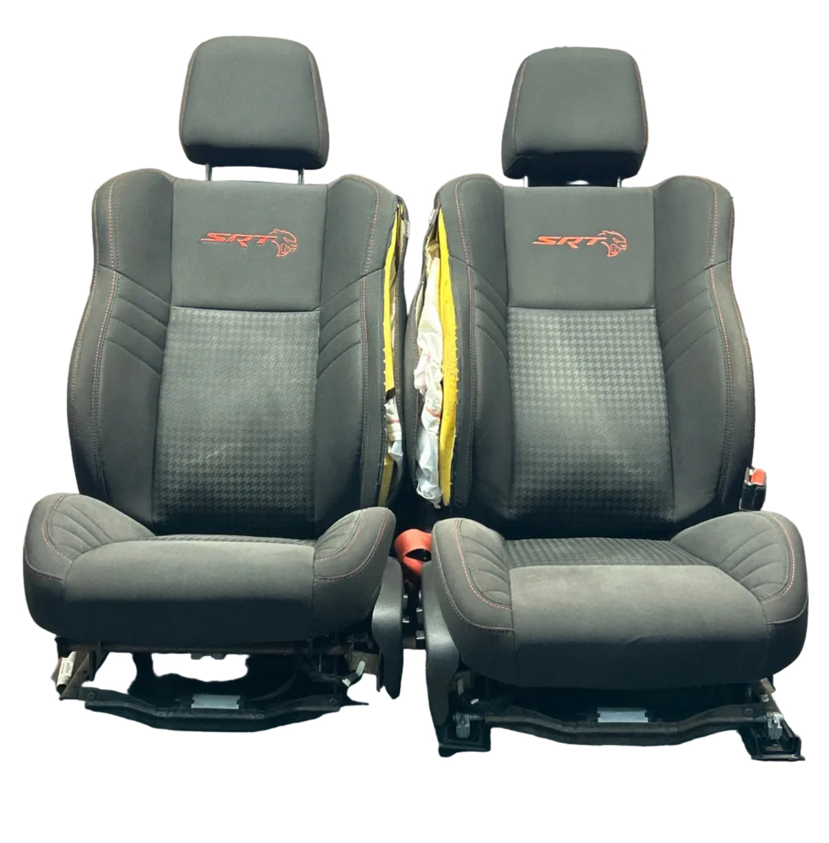 15-23 Dodge Charger SRT Hellcat Front Seat Set Black Cloth W/ Red Stitch OEM