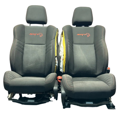 15-23 Dodge Charger SRT Hellcat Front Seat Set Black Cloth W/ Red Stitch OEM