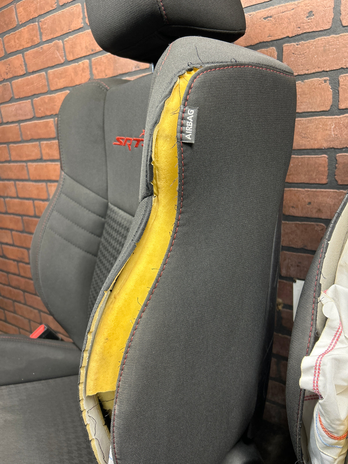 15-23 Dodge Charger SRT Hellcat Front Seat Set Black Cloth W/ Red Stitch OEM