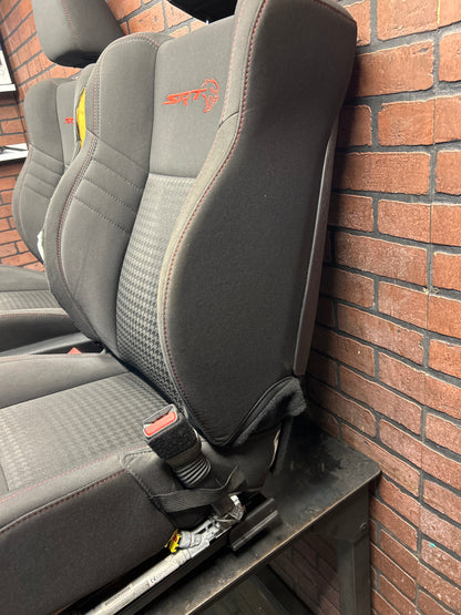 15-23 Dodge Charger SRT Hellcat Front Seat Set Black Cloth W/ Red Stitch OEM