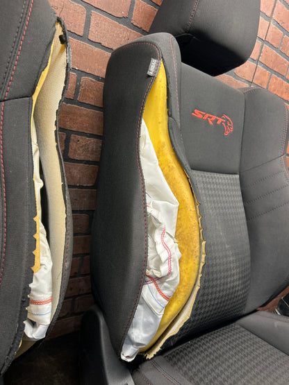 15-23 Dodge Charger SRT Hellcat Front Seat Set Black Cloth W/ Red Stitch OEM