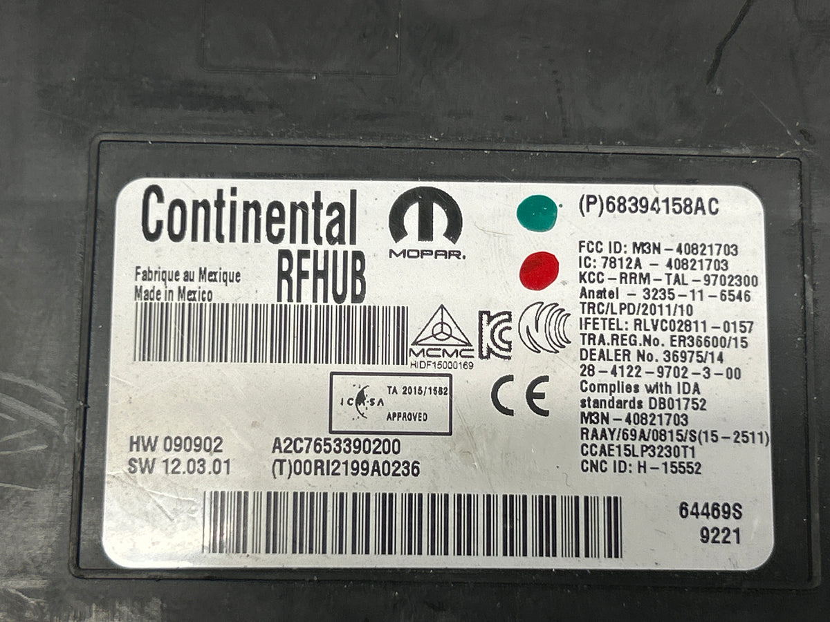 15-23 Dodge Charger Hellcat RF Hub Keyless Entry Receiver Module 68394158AC OEM