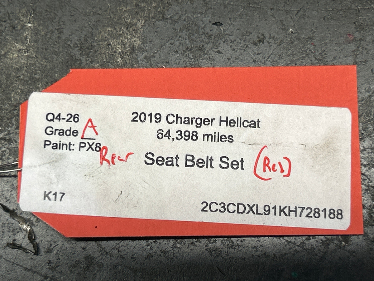 2019 Dodge Charger Hellcat Rear Seat Belt Set Red 6KE111R5AB W/ Buckles OEM