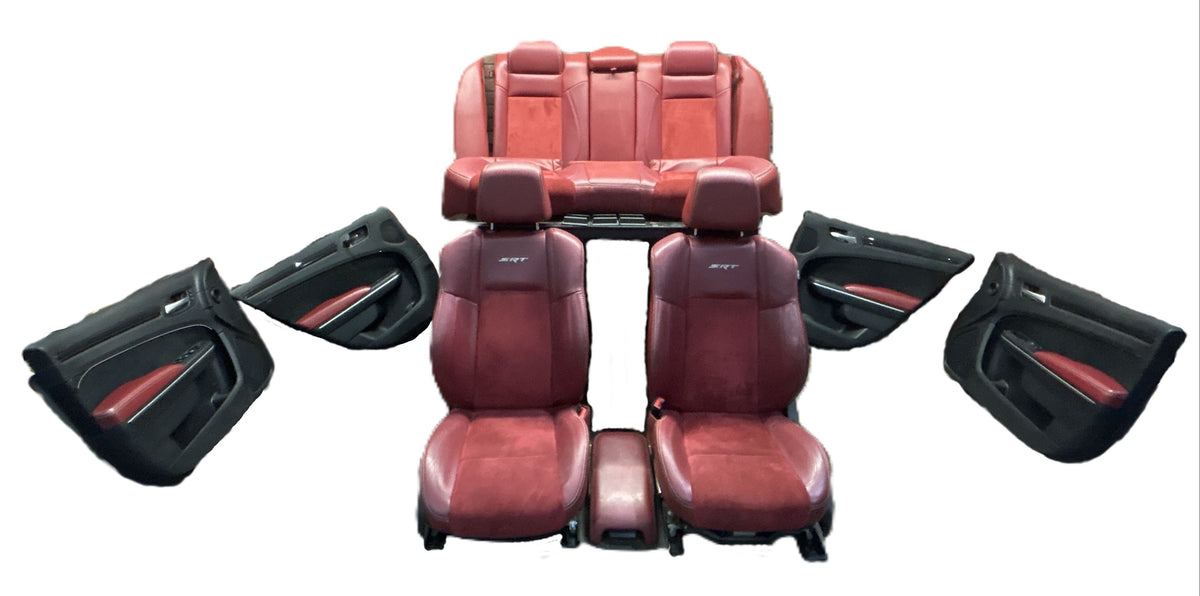 11-14 300 Charger SRT8 Red Leather Suede Seat Set Door Panels Complete Interior