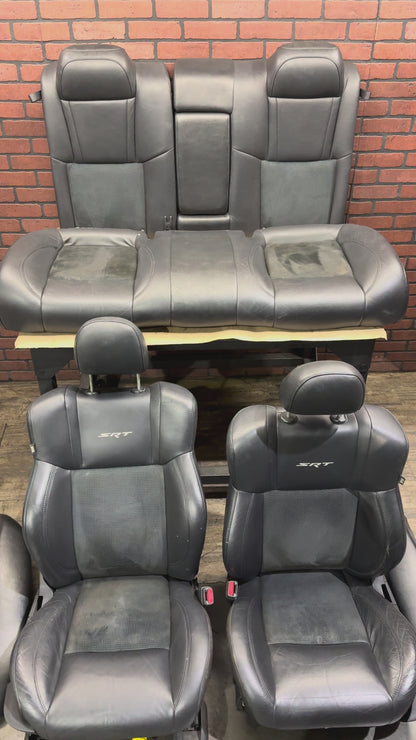 OEM 05-10 Dodge Charger SRT8 Blue Stitched Dotted Leather Suede Heated Seat Set
